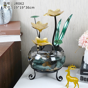 Fuente de agua para acuario con diseño de loto de 19x19x36cm, fuente moderna de escritorio para decoración de sala de estar y entrada. - Product Image 1