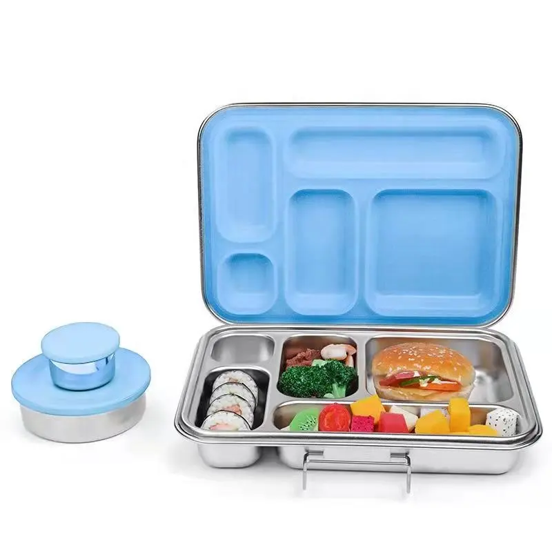 2023 Aohea Sus 304 Rechthoekige Roestvrijstalen Bento Lunchbox Voor Kinderen Voedselcontainer