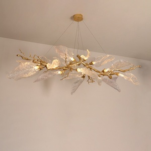 Postmodern <b>Light</b> Luxury Gold All-Copper Leaf <b>Chandelier</b> for Living Room Restaurant Staircase & Homestay - Product Image 6