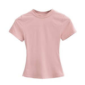 T-shirt pour femme OEM, sexy, asymétrique, sans bretelles, à volants, nouveau style, été, manches courtes, tendance - Product Image 5