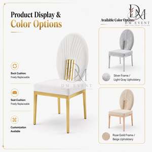 Silla de Boda de Acero Inoxidable Dorado con Respaldo Acolchado y Cojín Blanco para Banquetes y Eventos de Hotel, Asientos al por Mayor - Product Image 5