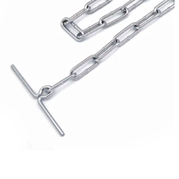 Ensemble de laisse longue à maillons droits simples en acier inoxydable 304 de qualité durable pour chiens de taille moyenne, pour la promenade en extérieur, en stock