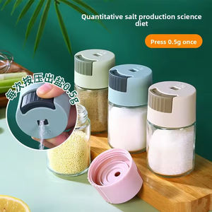 Bouteille de condiments en verre de 100ml, salière quantitative à pression de cuisine élégante, boîte de condiments d'épices de distribution précise - Product Image 2