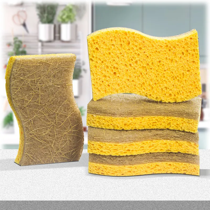 Esun Eco-Vriendelijke Cocina Biologisch Afbreekbare Natuurlijke Keuken Spons Limpieza Composteerbare Cellulose En Kokosnoot Walnoot Scrubber Spons