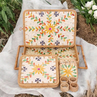 Ensemble de décoration de cuisine en céramique artisanale de luxe, accessoires de salle à manger élégants, y compris un service de table en rotin, cadeau pour les dîners classiques