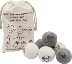 6er Pack Grau Natur weiß Pure Premium New Zealand Wool Wäsche trockner Bälle für verkürzte Trocknungs zeit