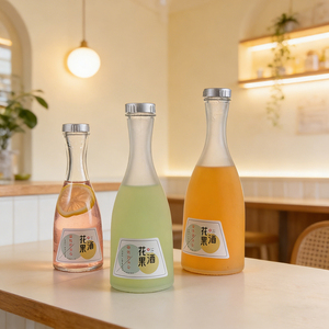 Bouteille en verre dépoli transparente fantaisie <span class=keywords><strong>de</strong></span> 250 ml, 375 ml, 500 ml avec bouchon <span class=keywords><strong>à</strong></span> vis métallique pour vin, liqueur, tequila, brandy - Vente en gros - Product Image 1