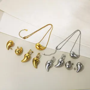 2023 Venta caliente de acero inoxidable 18K chapado en oro lágrima gota de agua grueso ovalado Hopps lágrima Stud Bottega pendientes para mujeres