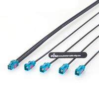 Kabel Data Otomotif Jarak Jauh 10m Rosenberger 4-in-1 HFM Mini FAKRA ke 4x FAKRA Female untuk Sistem Kamera ADAS LiDAR