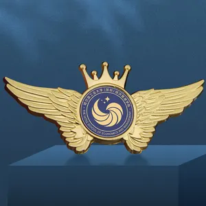 Fabriek Direct Groothandel Van Hoge Kwaliteit Vliegtuigvleugels Reversspeld Custom 3d Metalen Vergulde Vleugel Badge