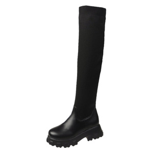 Botas Femininas de Alta Qualidade Acima do Joelho com Estampa de Pedra, Tricotadas, para Aumentar a Altura, Moda Inverno Outono Verão - Product Image 5