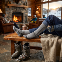 Chaussettes de ski pour jeunes, personnalisables OEM, en mélange de laine thermique, avec amorti du mollet et de la talon, respirantes et anti-humidité, pour le sport