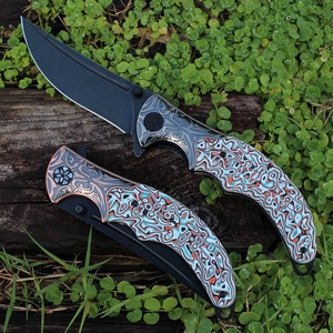 Chất lượng cao G10 xử lý gấp dao lớp phủ màu đen lưỡi ngoài trời EDC cắm trại sinh tồn chiến thuật Dao Bỏ Túi - Product Image 1