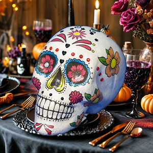 Venta caliente 7,5 pulgadas coloridas calaveras <span class=keywords><strong>de</strong></span> azúcar <span class=keywords><strong>Halloween</strong></span> <span class=keywords><strong>y</strong></span> Día <span class=keywords><strong>de</strong></span> <span class=keywords><strong>los</strong></span> <span class=keywords><strong>muertos</strong></span> decoraciones <span class=keywords><strong>de</strong></span> fiesta <span class=keywords><strong>de</strong></span> mesa al por mayor - Product Image 1