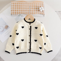 Ensemble de vêtements d'automne et d'hiver pour filles jupe tricotée pull creux en forme de cœur ensemble deux pièces à manches longues vêtements pour enfants