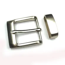 Wholesale custom logo Silver Metal Letter 25mm 30mm 1 inch brushed nickel  2pcs pin belt buckle set with ring