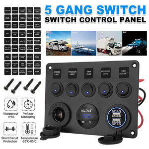 5 gang xe bảng chuyển đổi với cổng USB vôn kế & bộ phận ngắt mạch dễ dàng cài đặt cho RV/thuyền/xe tải 12V hệ thống - Product Image 2
