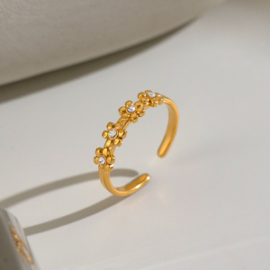 Bague ouverte en zircon <span class=keywords><strong>souverain</strong></span> pour femme, couleur <span class=keywords><strong>or</strong></span>, avec cristaux, bijou brillant, cadeau pour elle, style empilable, ton <span class=keywords><strong>or</strong></span> fin - Product Image 3
