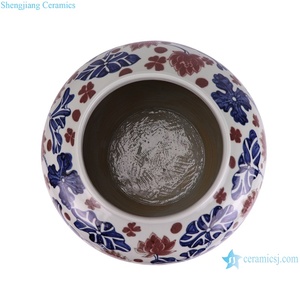 RZKR64 <span class=keywords><strong>canard</strong></span> mandarin en porcelaine <span class=keywords><strong>bleu</strong></span> et blanc Antique sous-émaillé lotus rouge jouant avec Pot de fleur en céramique d'eau - Product Image 6