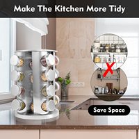 Organisateur de condiments de cuisine, 16 bocaux, support rotatif à 360 degrés pour épices, ensemble de bouteilles en verre pour assaisonnements, support pour pots à épices