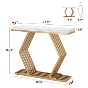 Tribesigns 42 pollici moderna geometrica Base in metallo bianco finto marmo alto <span class=keywords><strong>ingresso</strong></span> Foyer tavolo consolle oro decorazioni <span class=keywords><strong>per</strong></span> la <span class=keywords><strong>casa</strong></span> - Product Image 6