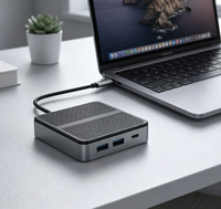 Hub USB-C 6-en-1, adaptateur multiport 4K*30Hz avec Ethernet 1000 Mbps et charge PD 100W, en alliage d'aluminium, en stock pour ordinateur portable