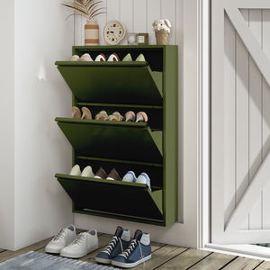 خزانة أحذية فولاذية أنيقة قابلة للتحويل، رف تخزين حائطي عصري بـ 3 رفوف لغرفة المعيشة والمدخل، أثاث منزلي BIZOE - Product Image 4