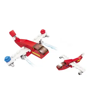 Komik oyun DIY monte su sprey yangın kurtarma modeli yapı taşları yangın uçak oyuncak çocuklar için