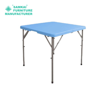 Table pliante en plastique HDPE blanc robuste SK-ZDZ-D002, 86 cm carré, portable, utilitaire, pour l'extérieur et l'intérieur, meubles de salle à manger