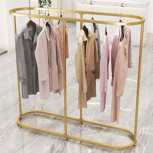 Op Maat Gemaakte Boetiek Meubels Goud Kleding Display Stand Metalen Kleding Rekken Dames Kleding Rekken