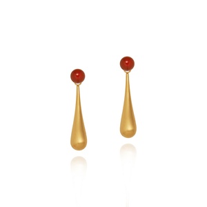 Round Crystal Beaded Droplet Shaped <b>Earrings</b> Fashionable Gold Plated Natural <b>Red</b> Agate Removable <b>Earrings</b> - Product Image 4