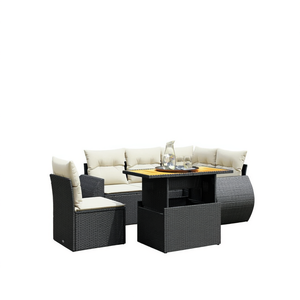 6 Piece Black Pe Rattan Garden <b>Sofa</b> Set With Removable <b>Covers</b> Outdoor Furniture - Product Image 1
