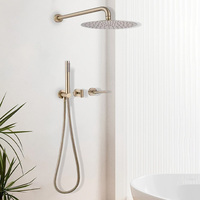 Ensemble mitigeur de douche moderne Ensemble de robinet de douche dissimulé en laiton Ensemble de douche rond à double poignée Système de douche de salle de bains à effet de pluie
