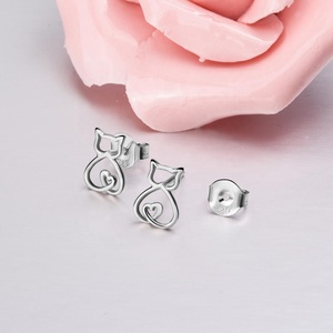Las mujeres de cristal Animal pet de Plata de Ley <span class=keywords><strong>925</strong></span>, joyería de gato, Gato pendientes - Product Image 4