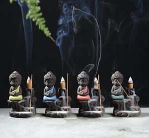 Tempat Pembakar Dupa Keramik Little Monk Buddha Waterfall dengan Aliran Balik, Ukuran Kecil 7,5*11,5cm, Bahan Kuningan, Portabel - Product Image 1