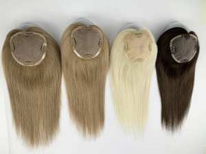 แฮร์โทเปอร์ยอดนิยม2024ขี้อาย5*5นิ้วท็อปเปอร์โมโน100% สีผมมนุษย์ #2นุ่มสลวยสำหรับผู้หญิง - Product Image 5