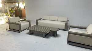 Ensemble de canapés de jardin de style nordique haut de gamme en aluminium épais, lit de repos en métal pour villa, complexe hôtelier, plage - Product Image 5