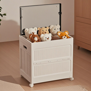 Yimire, venta al por mayor, caja de almacenamiento plegable de plástico blanco, organizadores de juguetes apilables con ruedas, contenedores de gabinete grandes para ropa - Product Image 6