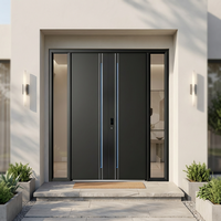 Porte d'entrée double extérieure de luxe moderne en aluminium moulé, pour grande villa et appartement, avec gravures de précision, portail de sécurité robuste