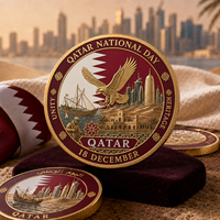 Pièce de monnaie commémorative en métal 3D émaillée de haute qualité, personnalisée pour la Journée nationale du Qatar, avec motifs emblématiques, souvenir de la fête nationale
