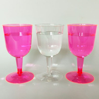 6oz fête de mariage PS logo imprimable détachable plastique dur 180ml haut verre clair verre à vin rouge