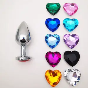 Made In China Sex Toys Heart Shape Diamond Jeweled Ass Plug Metal Butt Anal Plug