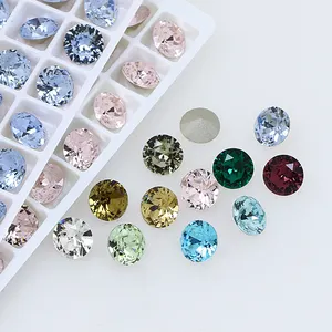 Vente en gros de cristaux Chaton 3051 Diamond K9 Point Back Fancy Stone Round Glass Rhinestone pour bijoux de vêtements accessoires de bricolage