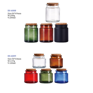 Petits pots à bougies noirs mats 100 ml 200 ml en verre transparent/ambre/vert, porte-<span class=keywords><strong>bougie</strong></span> chauffe-plat avec couvercles en liège pour la fabrication de bougies - Product Image 5