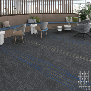 Dalles de moquette modernes en polypropylène élégantes 25x100cm à boucles, rayées, de haute qualité, écologiques, anti-salissures, <span class=keywords><strong>pour</strong></span> usage domestique et commercial - Product Image 4