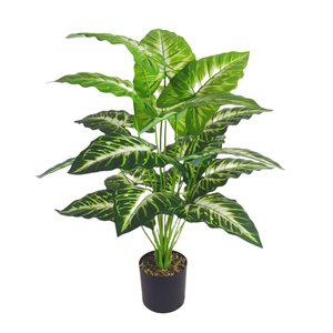 Plante en pot de palmier tropical et grandes feuilles de bananier artificielles en plastique pour jardins extérieurs et décorations de fête - Product Image 2
