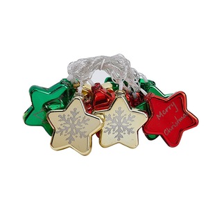 Christmas <b>Star</b> <b>LED</b> Light Strings Red Green Gold Snowflake Design Indoor Outdoor Decoration 2700K Warm White - Product Image 1