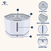Fontaine à eau hexagonale pour animaux de compagnie avec bec en forme de fleur, fontaine à boire automatique pour chat et chien avec bassin à motif d'os, blanche