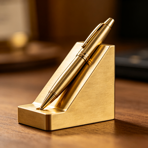 CNC <b>Machining</b> Custom <b>Service</b> OEM Anodized Aluminum Pen Caddy Powder Coating Vintage Antique Finish Brass Calligraphy Pen Rest - Product Image 1