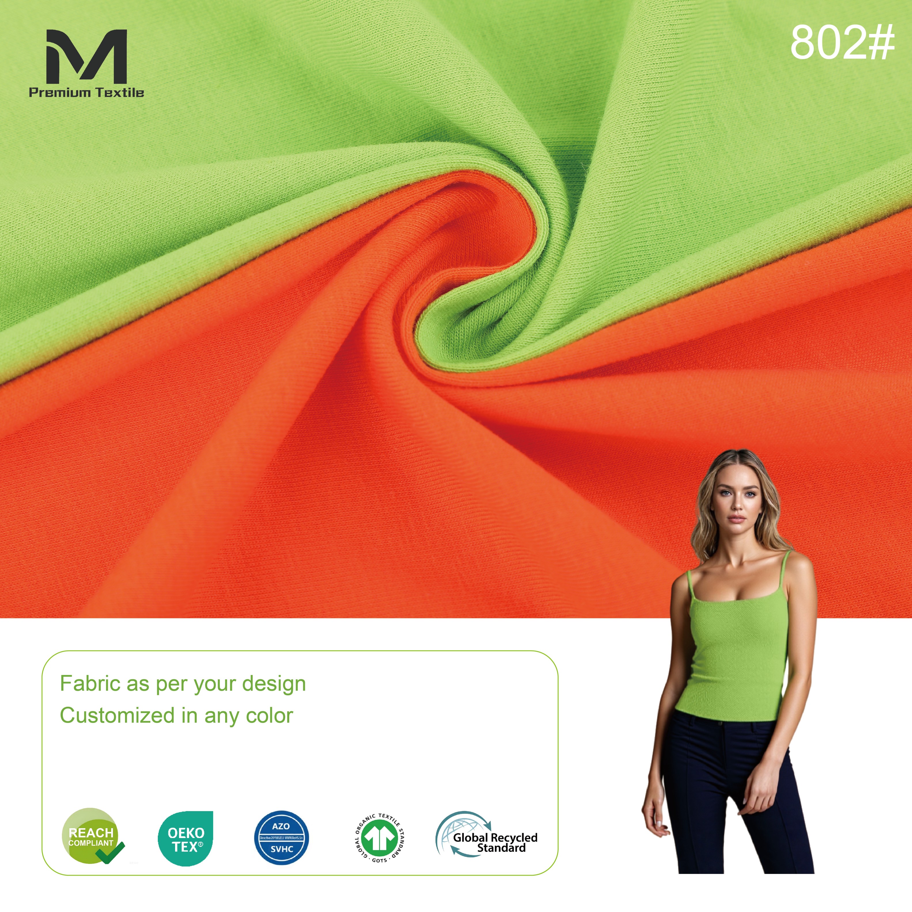 Bespoke Organic Soft Cotton Jersey Knit Fabric For Breathable OEKO-TEX Loungewear And Lightweight Modern Style For 802#